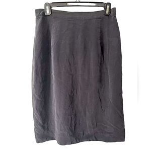 Vintage Silks by Joan Leslie Soft Black Fully Lined Silk Pencil Skirt Size 10